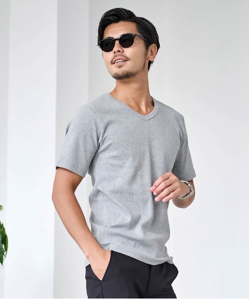 JEMORGAN（ジェーイーモーガン）の「『JEMORGAN LONG JOHNS/ジェーイーモーガンロングジョーンズ』250g/㎡テレコVネック半袖Ｔ【+】（Tシャツ/カットソー・メンズ・ブラック/杢グレー/ホワイト・XL/L/M）」の10枚目の写真
