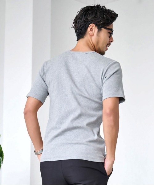JEMORGAN（ジェーイーモーガン）の「『JEMORGAN LONG JOHNS/ジェーイーモーガンロングジョーンズ』250g/㎡テレコVネック半袖Ｔ【+】（Tシャツ/カットソー・メンズ・ブラック/杢グレー/ホワイト・XL/L/M）」の11枚目の写真