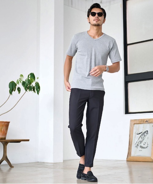 JEMORGAN（ジェーイーモーガン）の「『JEMORGAN LONG JOHNS/ジェーイーモーガンロングジョーンズ』250g/㎡テレコVネック半袖Ｔ【+】（Tシャツ/カットソー・メンズ・ブラック/杢グレー/ホワイト・XL/L/M）」の12枚目の写真