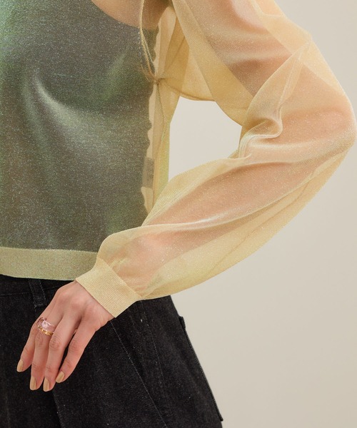 ROPE'（ロペ）の「【洗える】シャイニーラメカーディガン（カーディガン/ボレロ・レディース・ピンク/オフホワイト/ブラック・FREE）」の9枚目の写真