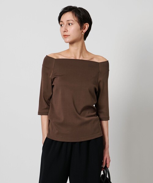 UNITED ARROWS(ユナイテッドアローズ)の「スクープドネック ハーフスリーブ カットソー(Tシャツ/カットソー・レディース・ダークブラウン/ブラック/オフホワイト・FREE)」の8枚目の写真