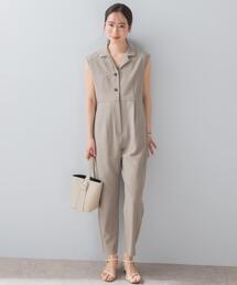 URBAN RESEARCH ROSSO WOMEN（アーバンリサーチ　ロッソ）の「『UR TECH DRYLUXE』F by ROSSO　オープンカラーオールインワン（サロペット/オーバーオール）」