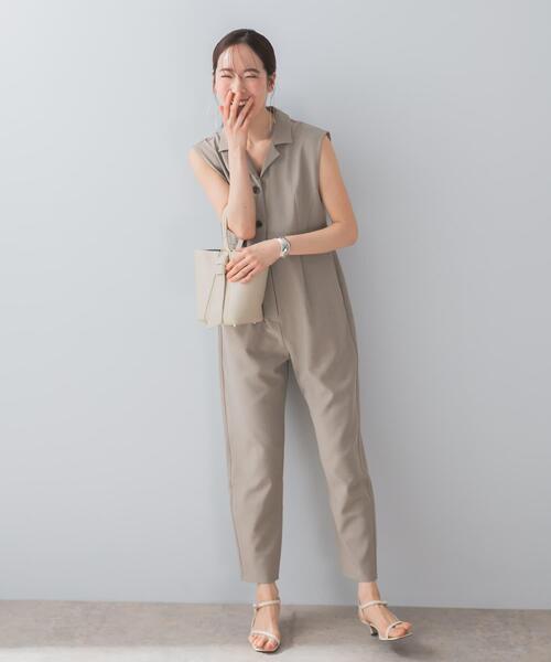 F by ROSSO（エフバイロッソ）の「『UR TECH DRYLUXE』F by ROSSO　オープンカラーオールインワン（サロペット/オーバーオール・レディース・ブラック/モカ/ベージュ・34/36/38）」の18枚目の写真