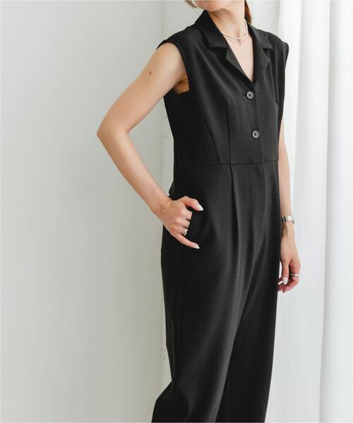 F by ROSSO（エフバイロッソ）の「『UR TECH DRYLUXE』F by ROSSO　オープンカラーオールインワン（サロペット/オーバーオール・レディース・ブラック/モカ/ベージュ・34/36/38）」の11枚目の写真