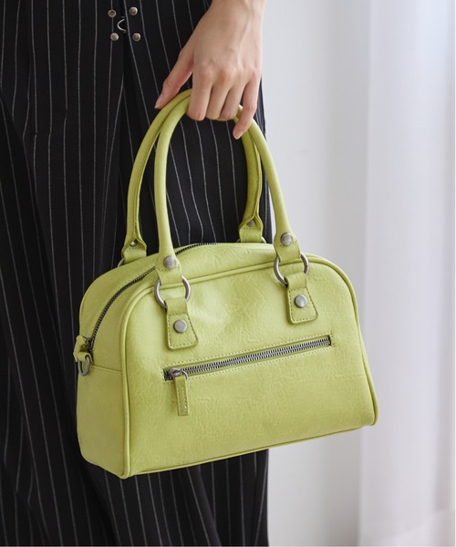 緑新　ボストン型ショルダーバッグ(M)　ハンドメイド 緑新 ボストン型ショルダーバッグ(M) ハンドメイド 緑新