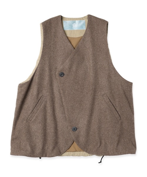 エイジングRIPクロスラウンドカットパデッドベスト（ダウンベスト