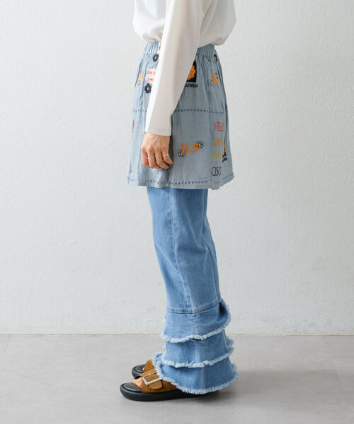 HELLO.SANFRANCISCO（ハローサンフランシスコ）の「【HELLO.SANFRANCISCO】indiaオリジナル刺繍巻きスカート（スカート・レディース・ホワイト/サックスブルー・ONE SIZE）」の19枚目の写真