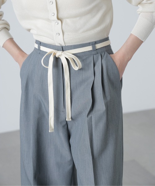 FREE'S MART(フリーズマート)の「◆杉綾リボンベルトワイドパンツ(スラックス・レディース・グレー/ホワイト/ブラウン・SMALL/MEDIUM)」の12枚目の写真