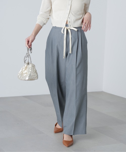 FREE'S MART(フリーズマート)の「◆杉綾リボンベルトワイドパンツ(スラックス・レディース・グレー/ホワイト/ブラウン・SMALL/MEDIUM)」の9枚目の写真