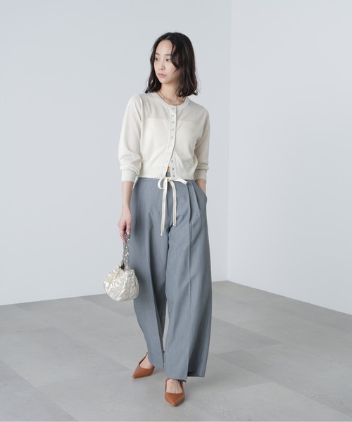 FREE'S MART(フリーズマート)の「◆杉綾リボンベルトワイドパンツ(スラックス・レディース・グレー/ホワイト/ブラウン・SMALL/MEDIUM)」の6枚目の写真