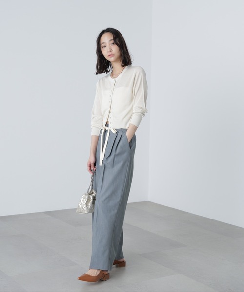 FREE'S MART(フリーズマート)の「◆杉綾リボンベルトワイドパンツ(スラックス・レディース・グレー/ホワイト/ブラウン・SMALL/MEDIUM)」の5枚目の写真