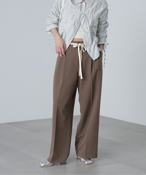 FREE'S MART(フリーズマート)の「◆杉綾リボンベルトワイドパンツ(スラックス・レディース・グレー/ホワイト/ブラウン・SMALL/MEDIUM)」の14枚目の写真