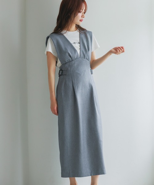 mysty woman（ミスティウーマン）の「ギャザーショルダージャンスカ 497420（ワンピース・レディース・グレー/ベージュ/ブラウン・FREE）」の2枚目の写真