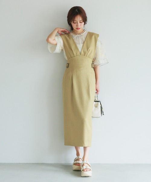 mysty woman（ミスティウーマン）の「ギャザーショルダージャンスカ 497420（ワンピース・レディース・グレー/ベージュ/ブラウン・FREE）」の5枚目の写真