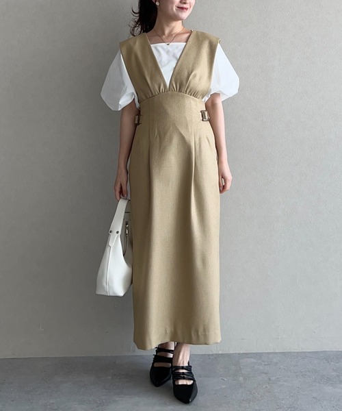 mysty woman（ミスティウーマン）の「ギャザーショルダージャンスカ 497420（ワンピース・レディース・グレー/ベージュ/ブラウン・FREE）」の22枚目の写真