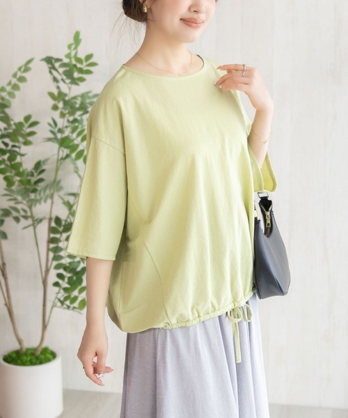 NAVY(ネイビー)の「nAvy SARARI 裾スピンドルTシャツ【接触冷感】(Tシャツ/カットソー・レディース・ピンク/ブルー/イエロー/チャコールグレー・M/L)」の8枚目の写真