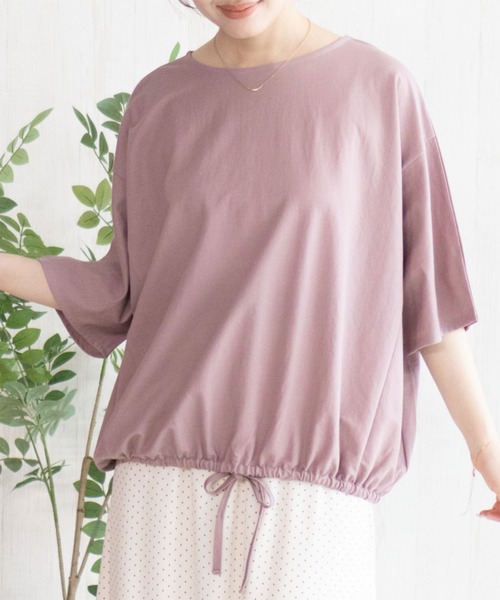 NAVY(ネイビー)の「nAvy SARARI 裾スピンドルTシャツ【接触冷感】(Tシャツ/カットソー・レディース・ピンク/ブルー/イエロー/チャコールグレー・M/L)」の10枚目の写真