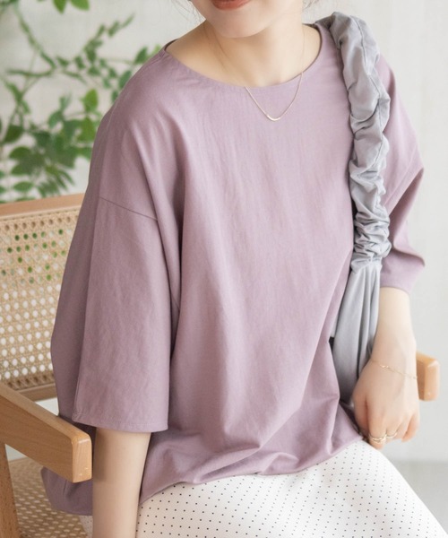 NAVY(ネイビー)の「nAvy SARARI 裾スピンドルTシャツ【接触冷感】(Tシャツ/カットソー・レディース・ピンク/ブルー/イエロー/チャコールグレー・M/L)」の11枚目の写真