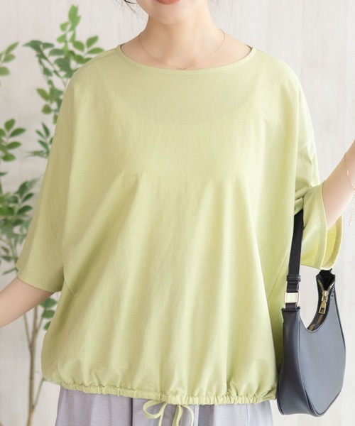 NAVY(ネイビー)の「nAvy SARARI 裾スピンドルTシャツ【接触冷感】(Tシャツ/カットソー・レディース・ピンク/ブルー/イエロー/チャコールグレー・M/L)」の6枚目の写真