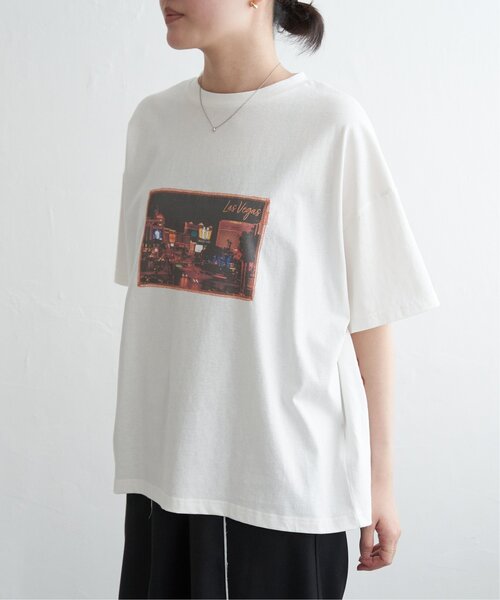 VENCEEXCHANGE(ヴァンスエクスチェンジ)の「綿天竺フォトハリツケTシャツ(Tシャツ/カットソー・レディース・その他1/オフホワイト/ブラック・FREE)」の5枚目の写真