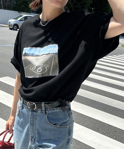 VENCEEXCHANGE(ヴァンスエクスチェンジ)の「綿天竺フォトハリツケTシャツ(Tシャツ/カットソー・レディース・その他1/オフホワイト/ブラック・FREE)」の9枚目の写真