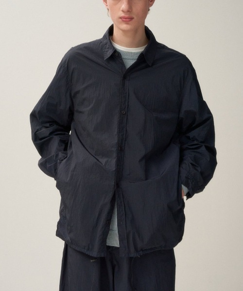 セール】ATON HAND DYED NYLON SHIRT JACKET BLAGGM0204（シャツ