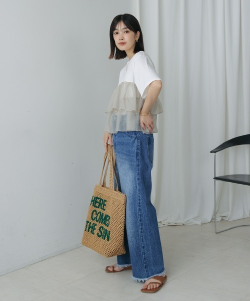 Bou Jeloud（ブージュルード）の「オーガンジードッキング半袖Ｔシャツ（Tシャツ/カットソー・レディース・ブラック/オフホワイト・38）」の7枚目の写真