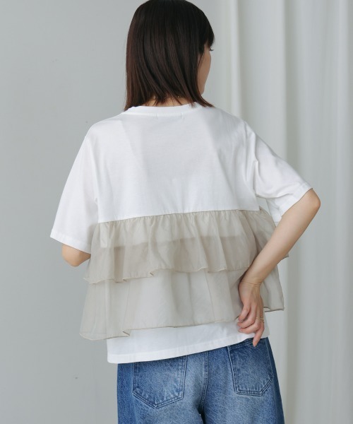 Bou Jeloud（ブージュルード）の「オーガンジードッキング半袖Ｔシャツ（Tシャツ/カットソー・レディース・ブラック/オフホワイト・38）」の9枚目の写真