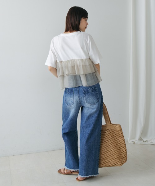 Bou Jeloud（ブージュルード）の「オーガンジードッキング半袖Ｔシャツ（Tシャツ/カットソー・レディース・ブラック/オフホワイト・38）」の10枚目の写真