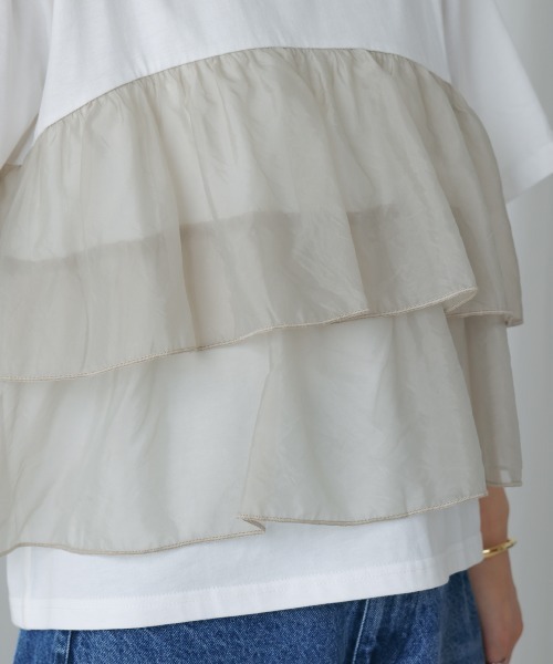 Bou Jeloud（ブージュルード）の「オーガンジードッキング半袖Ｔシャツ（Tシャツ/カットソー・レディース・ブラック/オフホワイト・38）」の11枚目の写真