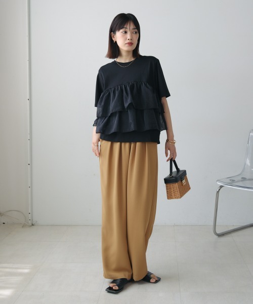 Bou Jeloud（ブージュルード）の「オーガンジードッキング半袖Ｔシャツ（Tシャツ/カットソー・レディース・ブラック/オフホワイト・38）」の15枚目の写真