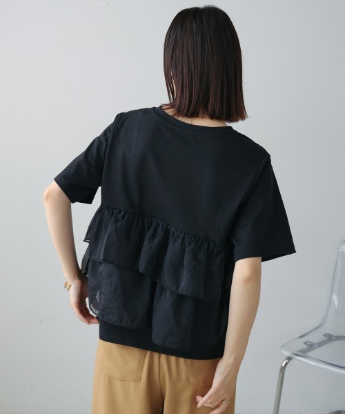 Bou Jeloud（ブージュルード）の「オーガンジードッキング半袖Ｔシャツ（Tシャツ/カットソー・レディース・ブラック/オフホワイト・38）」の21枚目の写真