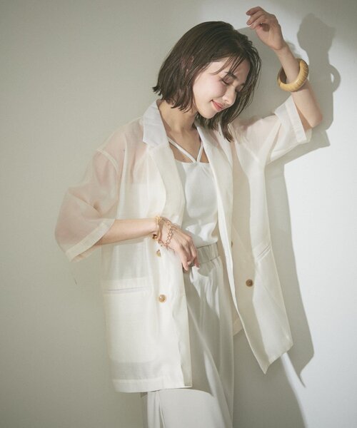 Remind me and forever（リマインドミーアンドフォーエバー）の「この夏のマストアイテム！シアーテーラージャケット（テーラードジャケット・レディース・ブラック/アイボリー/グレー/ベージュ・FREE）」の14枚目の写真