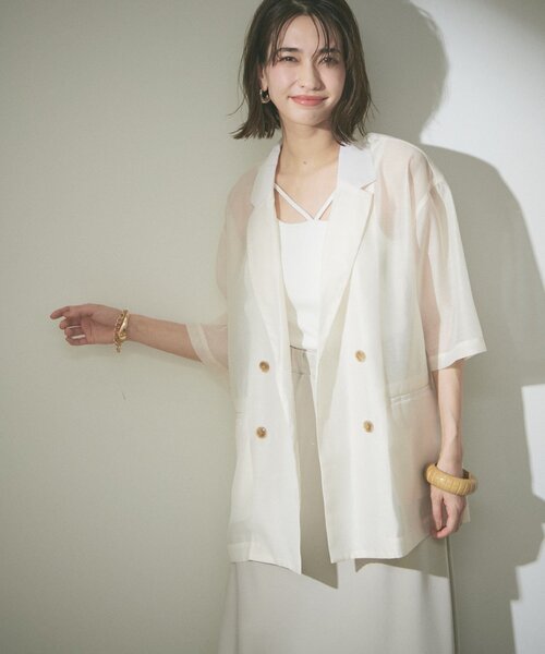 Remind me and forever（リマインドミーアンドフォーエバー）の「この夏のマストアイテム！シアーテーラージャケット（テーラードジャケット・レディース・ブラック/アイボリー/グレー/ベージュ・FREE）」の15枚目の写真