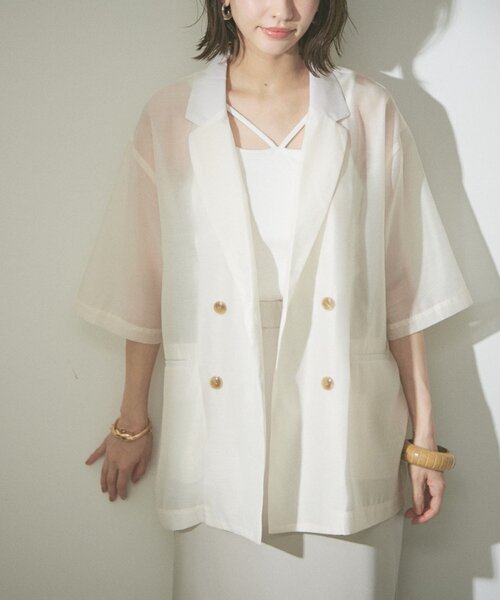 Remind me and forever（リマインドミーアンドフォーエバー）の「この夏のマストアイテム！シアーテーラージャケット（テーラードジャケット・レディース・ブラック/アイボリー/グレー/ベージュ・FREE）」の18枚目の写真