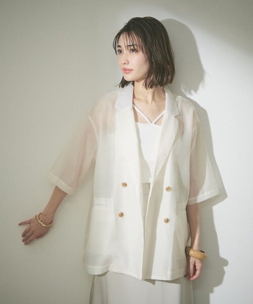 Remind me and forever（リマインドミーアンドフォーエバー）の「この夏のマストアイテム！シアーテーラージャケット（テーラードジャケット・レディース・ブラック/アイボリー/グレー/ベージュ・FREE）」の19枚目の写真