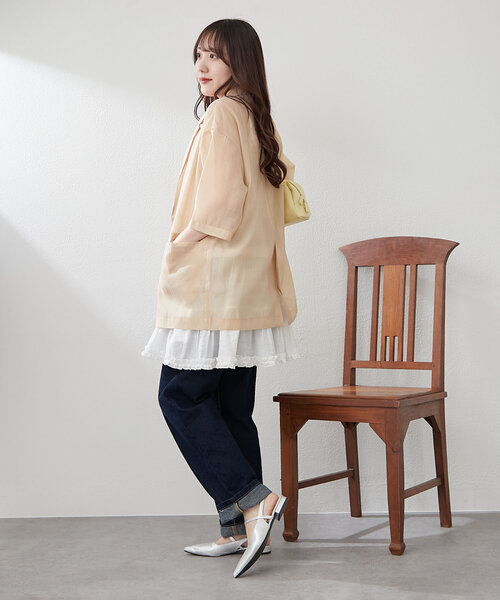 Remind me and forever（リマインドミーアンドフォーエバー）の「この夏のマストアイテム！シアーテーラージャケット（テーラードジャケット・レディース・ブラック/アイボリー/グレー/ベージュ・FREE）」の7枚目の写真