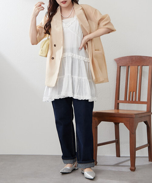 Remind me and forever（リマインドミーアンドフォーエバー）の「この夏のマストアイテム！シアーテーラージャケット（テーラードジャケット・レディース・ブラック/アイボリー/グレー/ベージュ・FREE）」の8枚目の写真