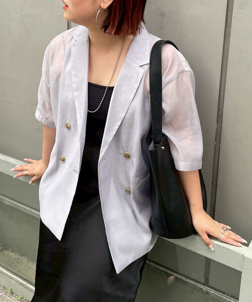 Remind me and forever（リマインドミーアンドフォーエバー）の「この夏のマストアイテム！シアーテーラージャケット（テーラードジャケット・レディース・ブラック/アイボリー/グレー/ベージュ・FREE）」の3枚目の写真