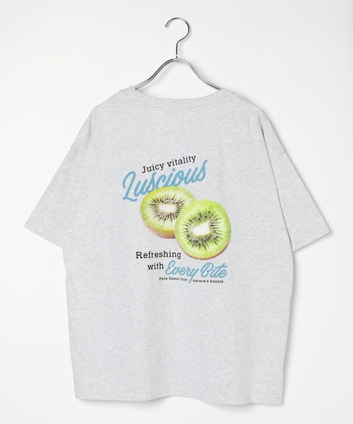 LEPSIM（レプシィム）の「フルーツプリントT　497648（Tシャツ/カットソー・レディース・ライトグレー/ホワイト/ホワイト系その他/ブラック・FREE）」の5枚目の写真