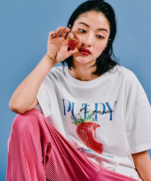 LEPSIM（レプシィム）の「フルーツプリントT　497648（Tシャツ/カットソー・レディース・ライトグレー/ホワイト/ホワイト系その他/ブラック・FREE）」の17枚目の写真