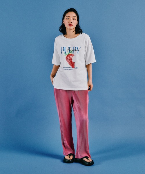 LEPSIM（レプシィム）の「フルーツプリントT　497648（Tシャツ/カットソー・レディース・ライトグレー/ホワイト/ホワイト系その他/ブラック・FREE）」の21枚目の写真