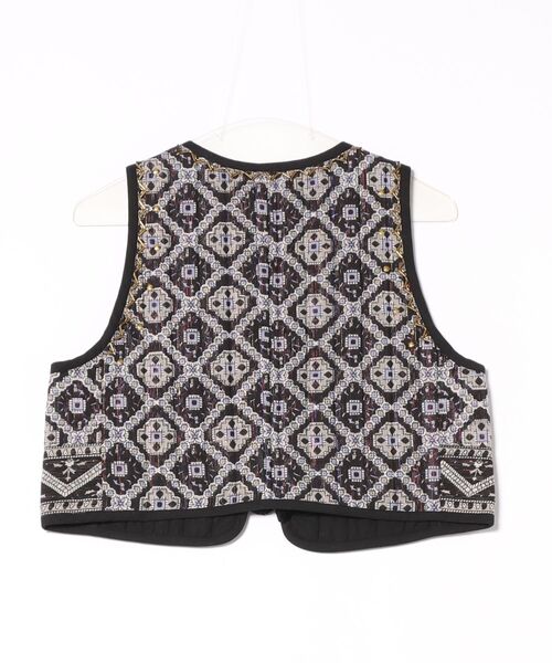 sara mallika(サラ マリカ)の「KAREENA SQUARE PRINT BEADS GILET(ベスト・レディース・ブラック/ラベンダー・FREE)」の4枚目の写真
