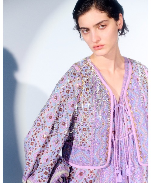 ベスト ジレ KAREENA SQUARE PRINT BEADS GILET レディース KAREENA SQUARE PRINT BEADS GILET（ベスト）｜sara mallika