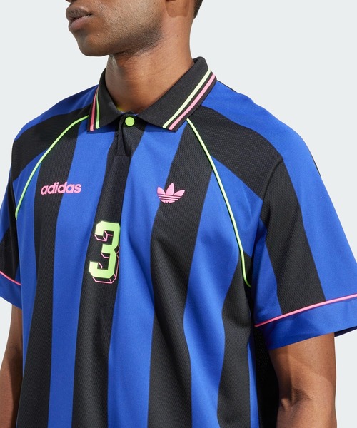 adidas（アディダス）の「ジャカード・ストライプ・ジャージー JCQUARD JERSEY / アディダスオリジナルス adidas Originals（Tシャツ/カットソー・メンズ・ピンク/ブルー系その他/ブルー・X-SMALL/X-LARGE/SMALL/MEDIUM/LARGE/3XL/XX-LARGE）」の5枚目の写真