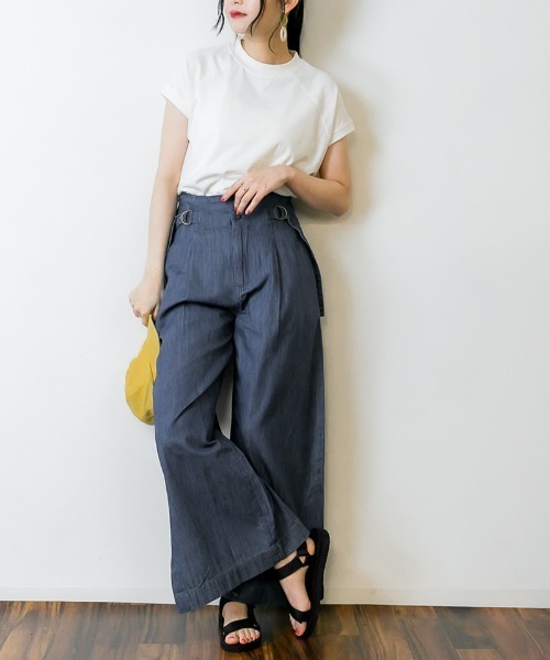 セール】デニムハイウエスト裾ベンツワイドパンツ（その他パンツ