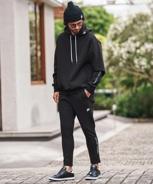 1minute 1second(ワンミニットワンセカンド)の「mpa3850-cardboard knit hoody with logo print パーカー(パーカー・メンズ・ブラック/トップグレー・S/M/L/XL)」の13枚目の写真