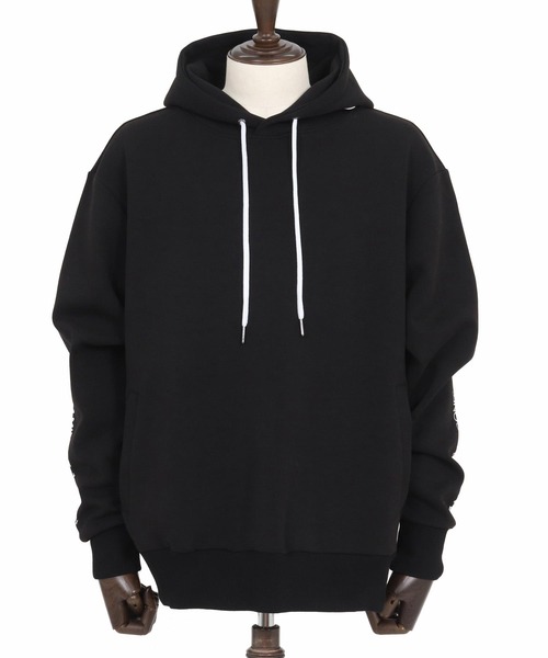 1minute 1second(ワンミニットワンセカンド)の「mpa3850-cardboard knit hoody with logo print パーカー(パーカー・メンズ・ブラック/トップグレー・S/M/L/XL)」の14枚目の写真