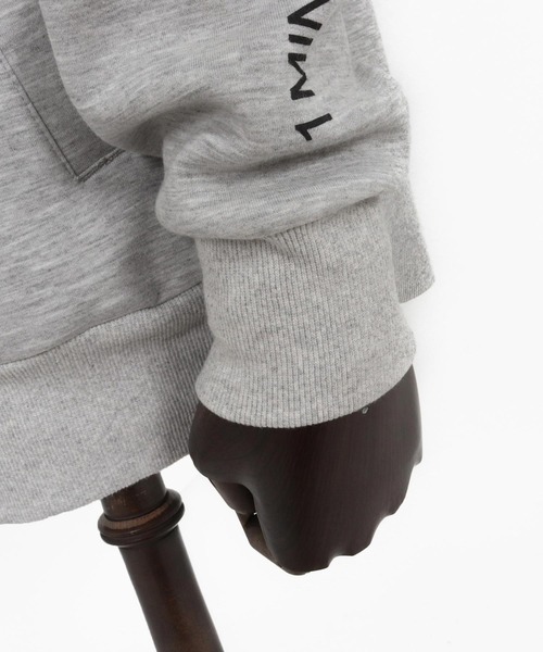 1minute 1second(ワンミニットワンセカンド)の「mpa3850-cardboard knit hoody with logo print パーカー(パーカー・メンズ・ブラック/トップグレー・S/M/L/XL)」の22枚目の写真