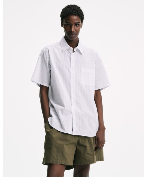 SOPHNET.（ソフネット）の「VOILE WASHER REGULAR-FIT S/S SHIRT（シャツ/ブラウス・メンズ・ホワイト/ネイビー・3/2/1/4/5）」の3枚目の写真